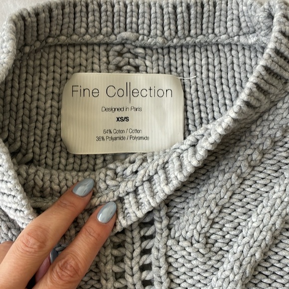 Fine Collection Grey Knit Sweater, Size XS/S - Picture 6 of 6